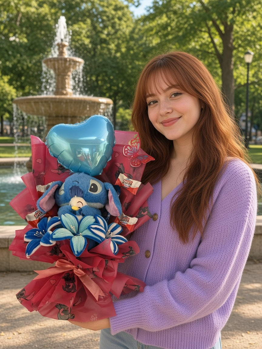 Ancheta de Stitch con corazón azul