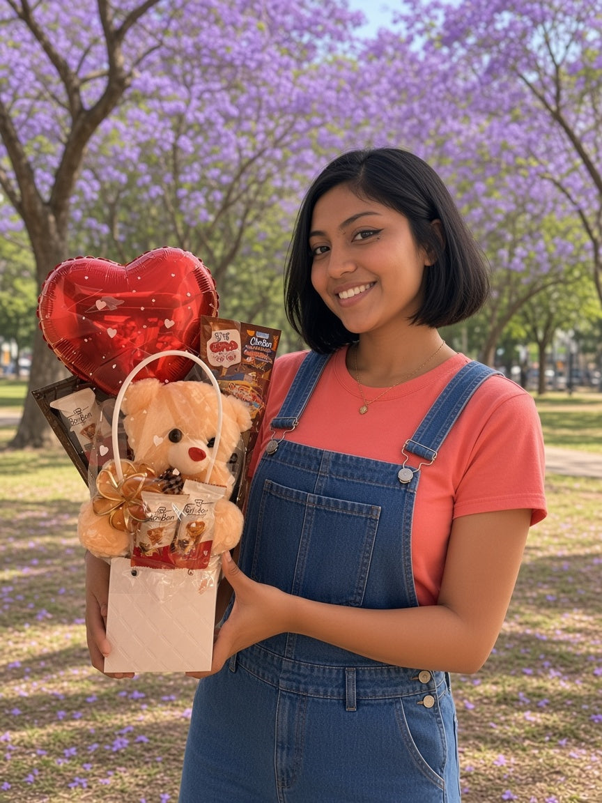 Ancheta de osito con corazón rojo